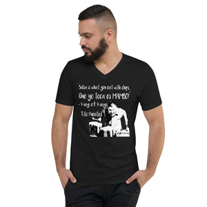 "Que Yo Toca Es MAMBO!" Homenaje A Tito Puente Unisex Short Sleeve V-Neck T-Shirt