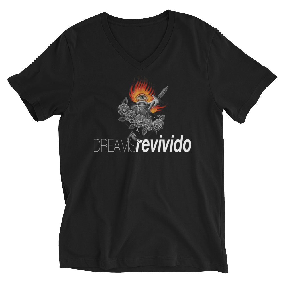 Dreams Revivido Corazon & Fire Unisex Short Sleeve V-Neck T-Shirt